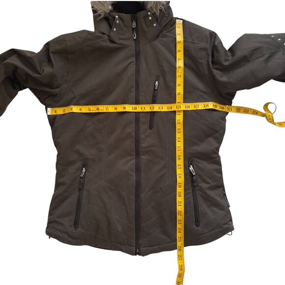 OBERMEYER SKIING JACKET HOODED WATER RESISTANT SNOWBOARDING BROWN WOMEN SIZE 10 - Picture 11 of 15